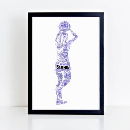 Personalised Female Netball Player Word Art Print