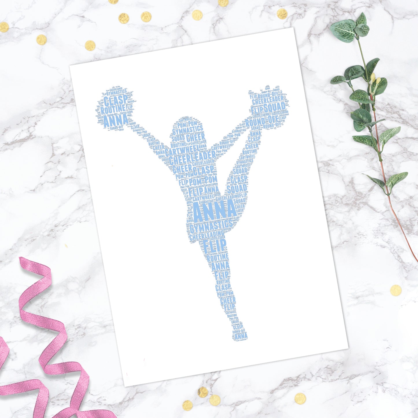 Personalised Cheerleader Word Art Print