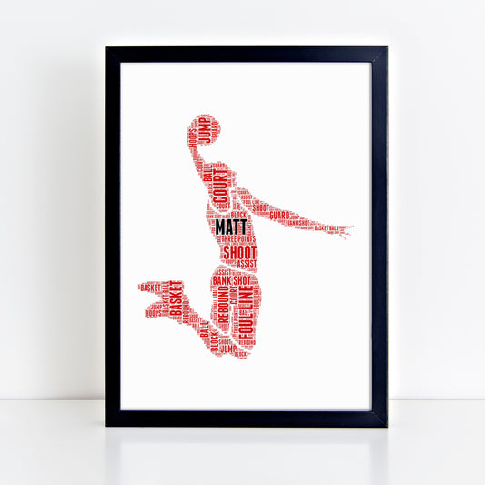 Personalised Basketball Player Word Art Print
