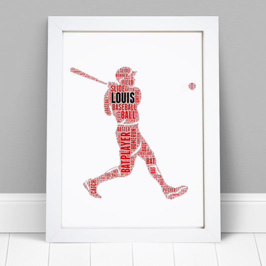 Personalised Baseball Player Word Art Print