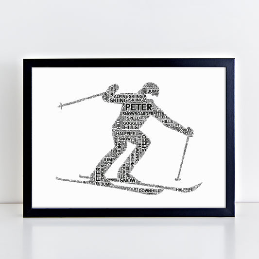 Personalised Skier Word Art Print