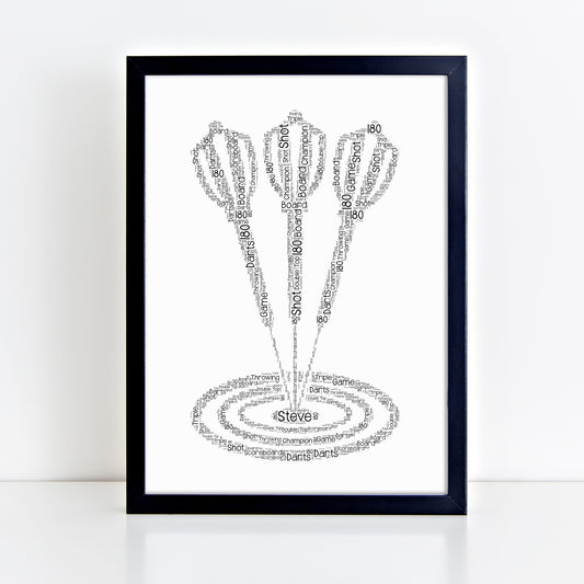 Personalised Set Of Darts Word Art Print