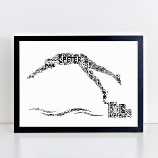 Personalised Diver Word Art Print