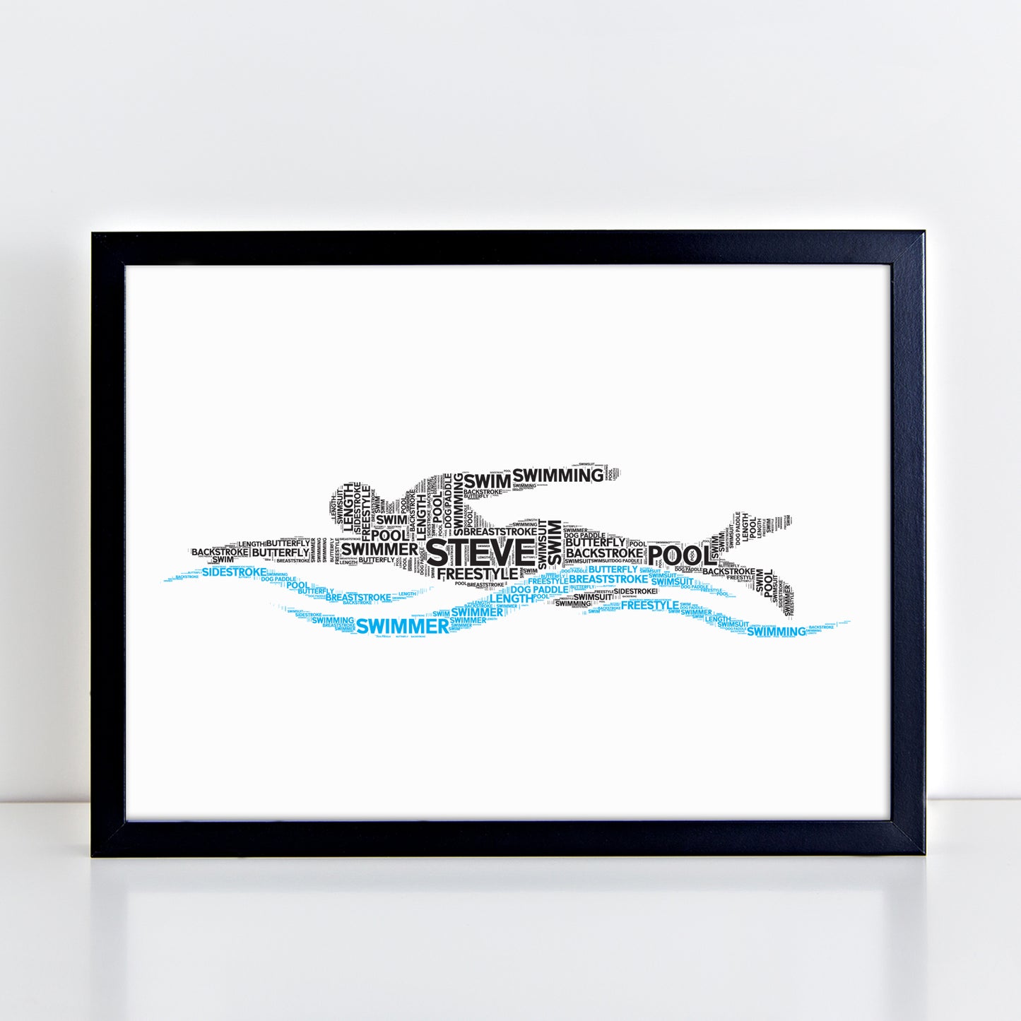 Personalised Male Swimmer Word Art Print