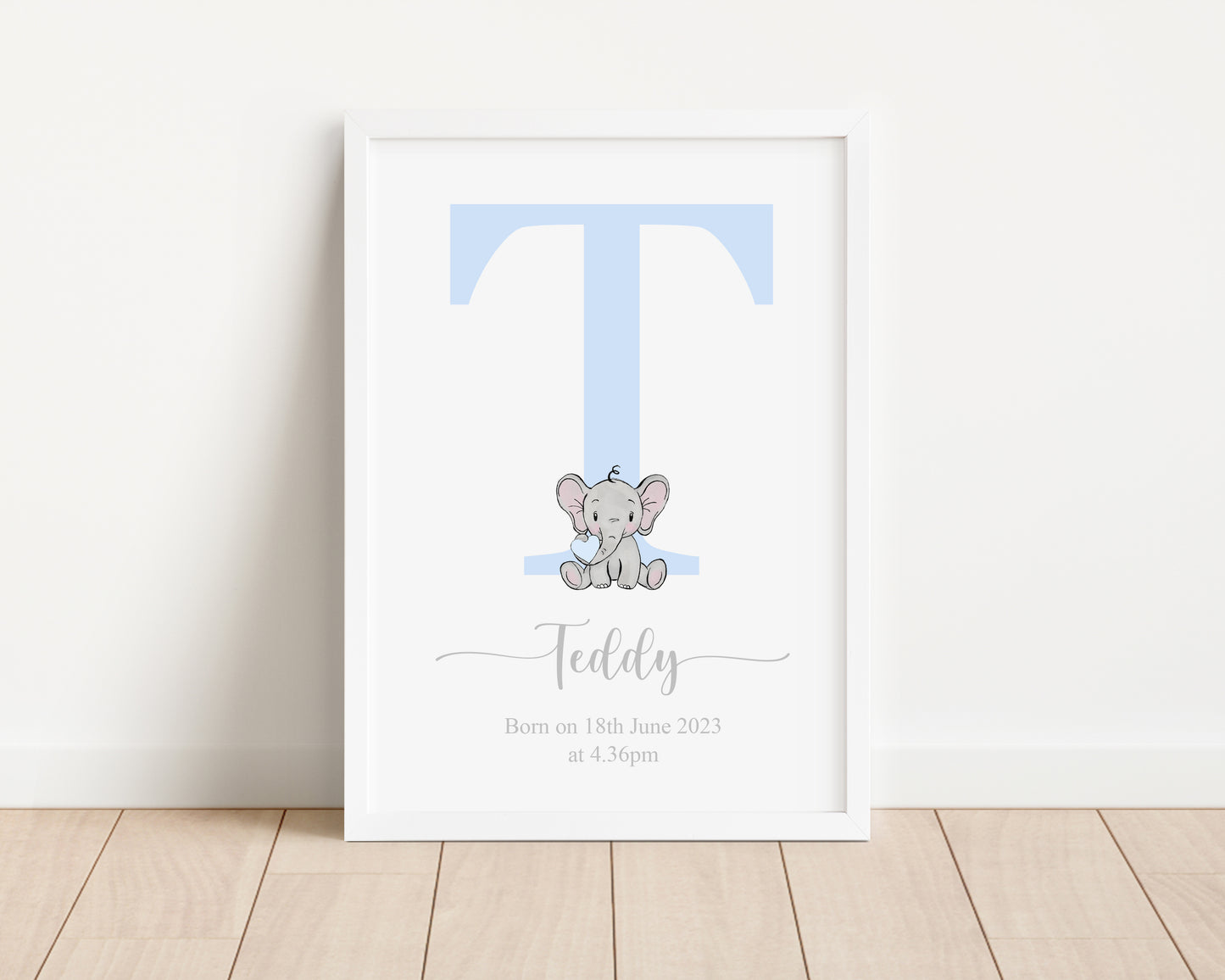 Personalised Elephant Initial Print