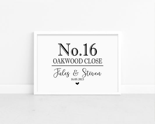 Personalised Home Address Print