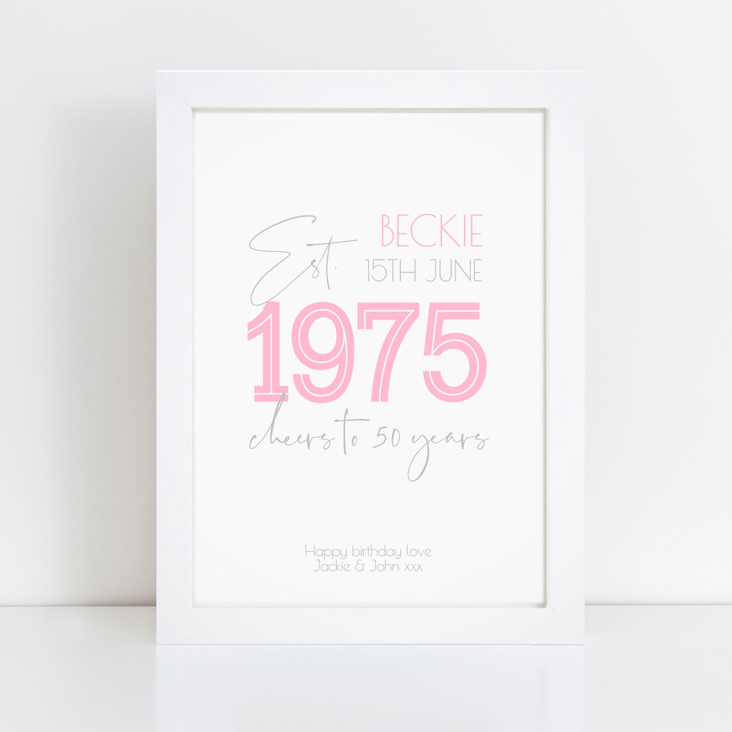 Personalised 50th Birthday Year Print