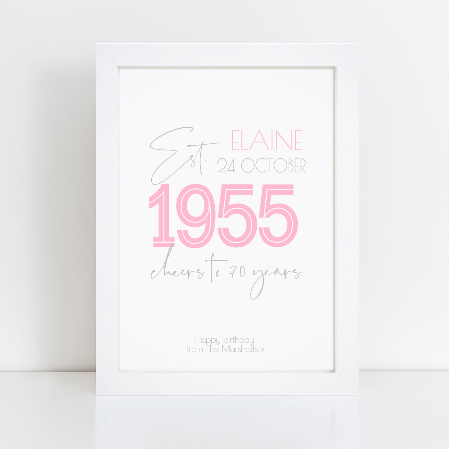 Personalised 70th Birthday Year Print