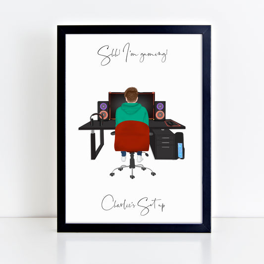 Personalised Male PC Gamer Print