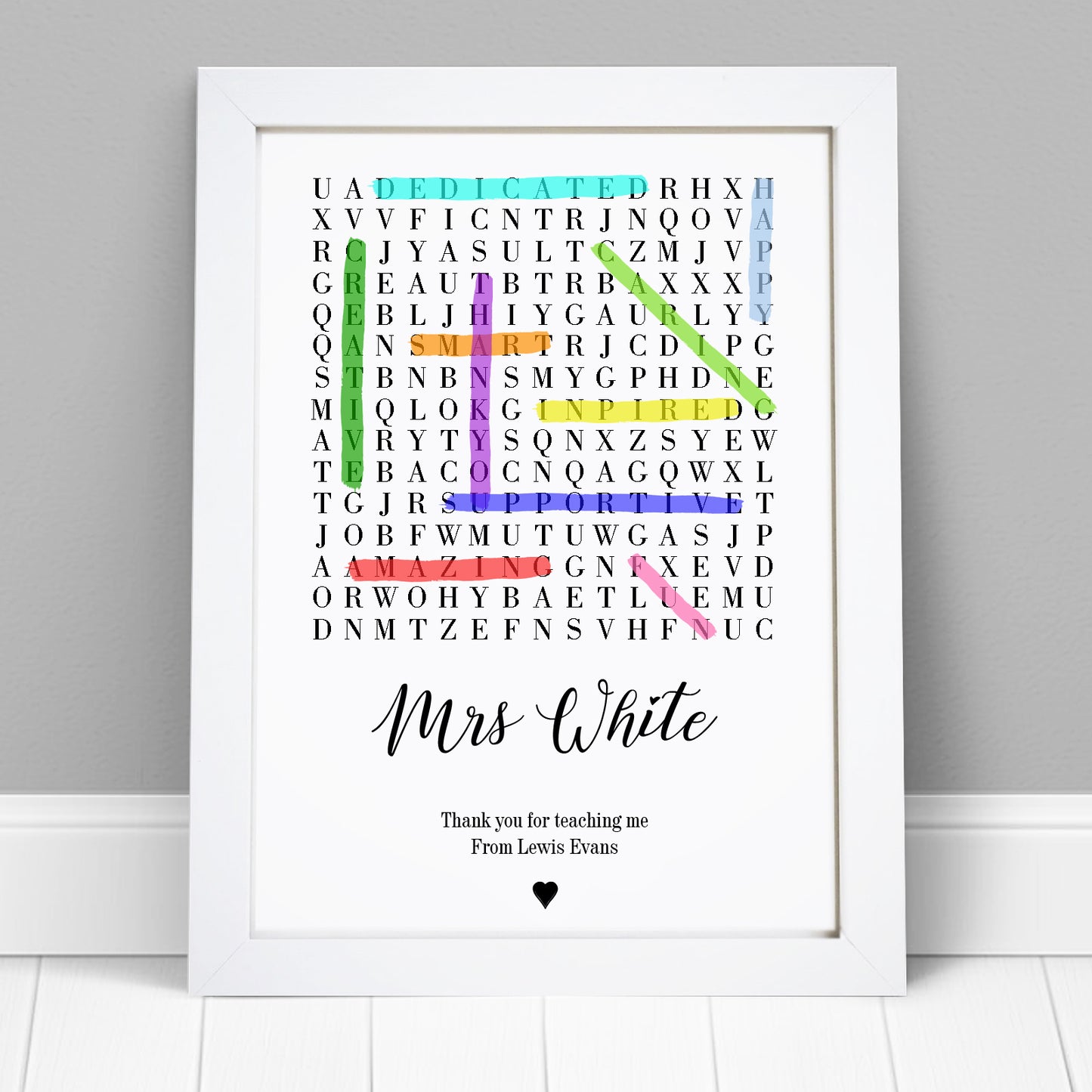 Personalised Word Search Print Thank You Teacher Print