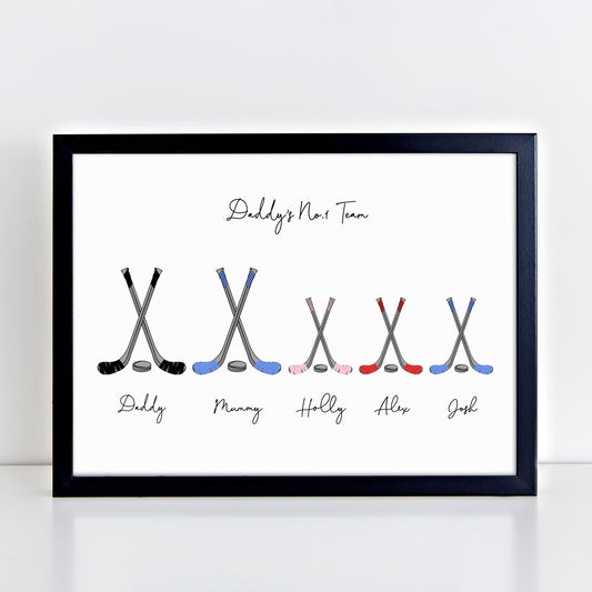 Personalised Family Hockey Sticks Print