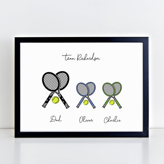 Personalised Tennis Racket Family Print