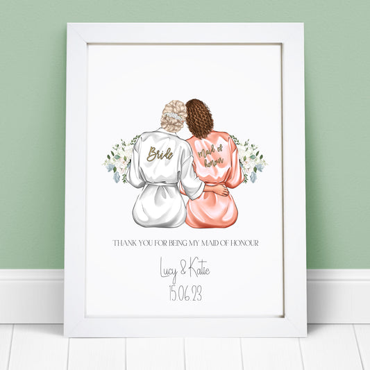 Personalised Thank You Bridesmaid Print