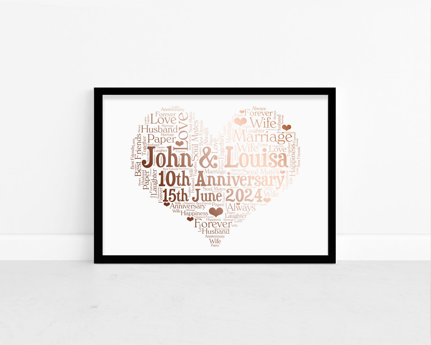 Personalised Foil Metallic Anniversary Heart Print