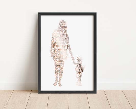 Personalised Foil Mother & Child Word Art Print