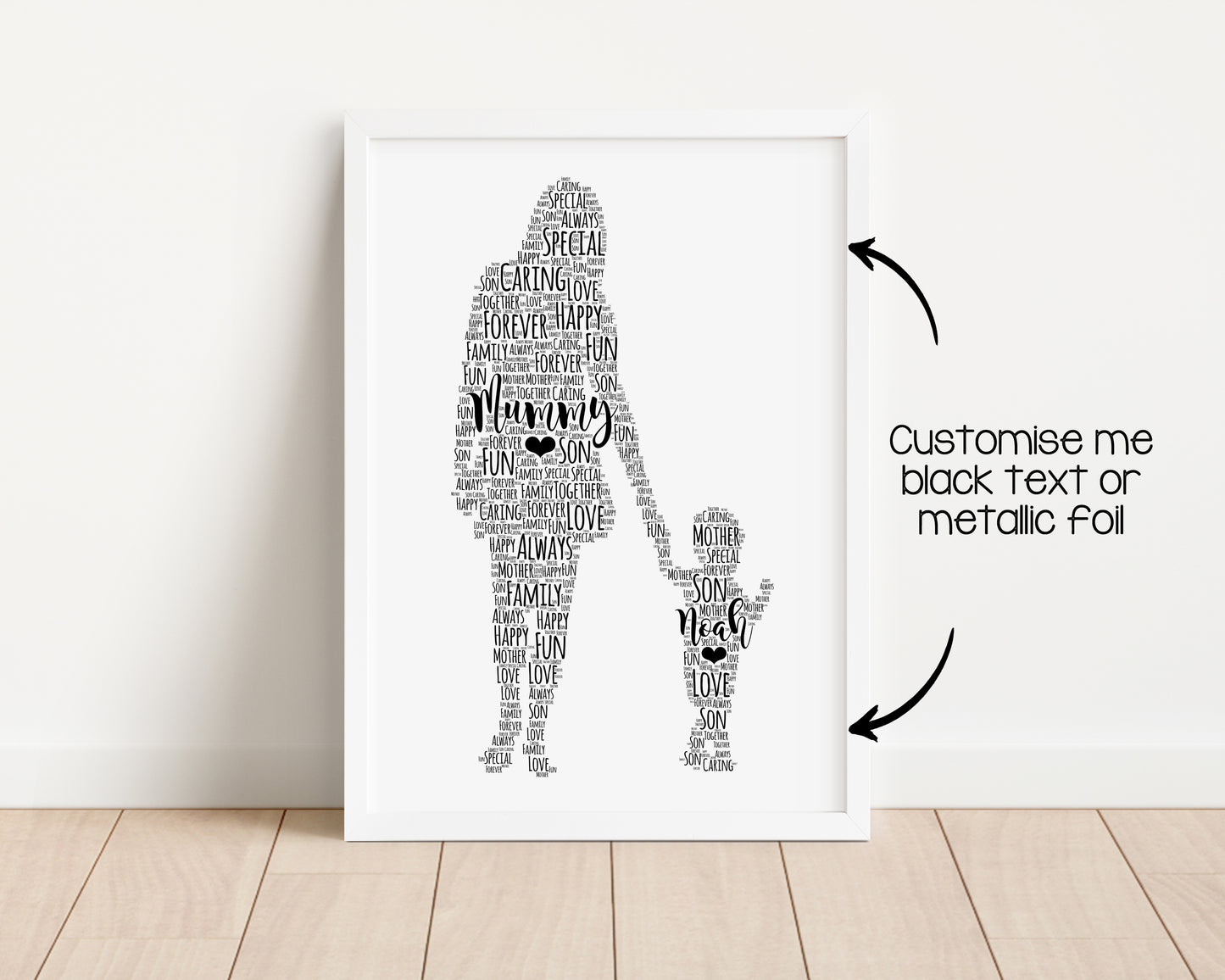 Personalised Foil Mother & Child Word Art Print