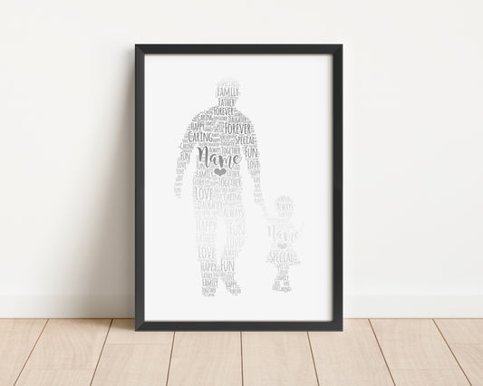 Personalised Foil Father & Child Word Art Print