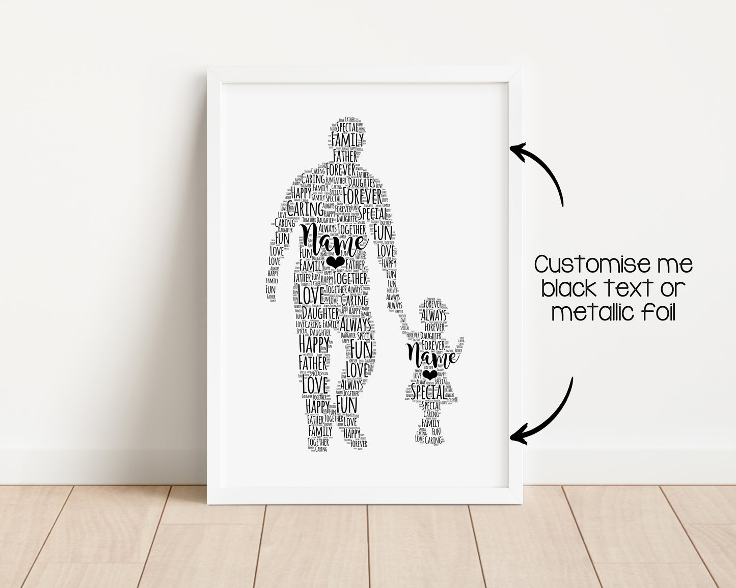 Personalised Foil Father & Child Word Art Print