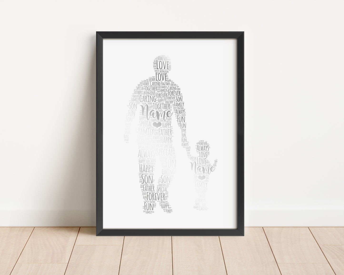 Personalised Foil Father & Child Word Art Print