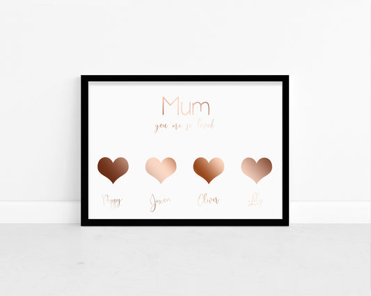 Personalised Foil Metallic Family Heart Print