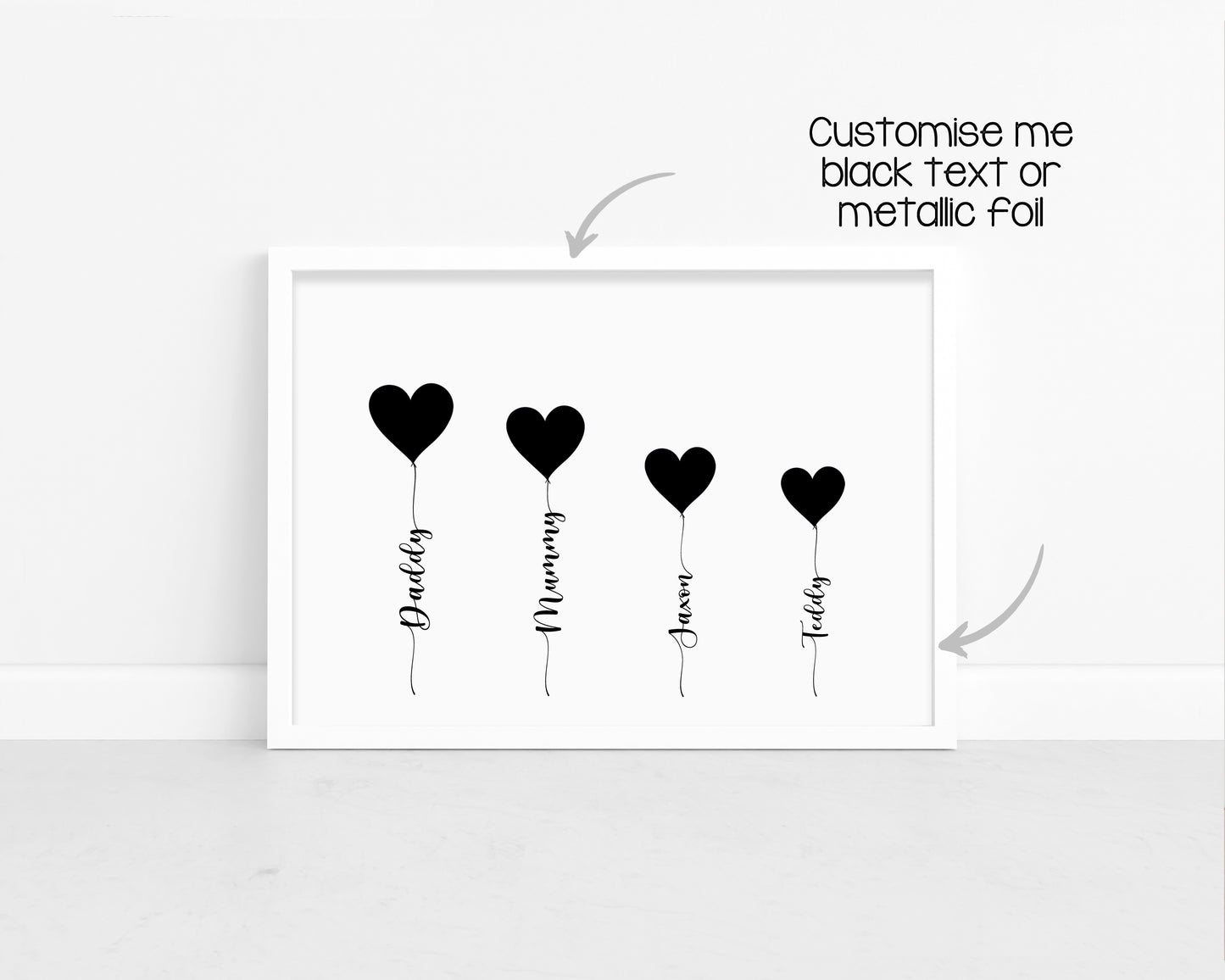 Personalised Foil Metallic Family Heart Print