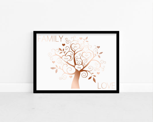 Personalised Foil Metallic Family Tree Print