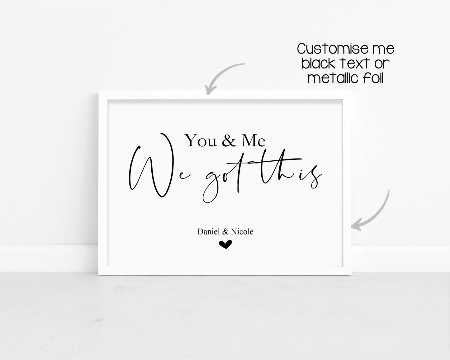 Personalised Foil Metallic You and Me We've Got This Print