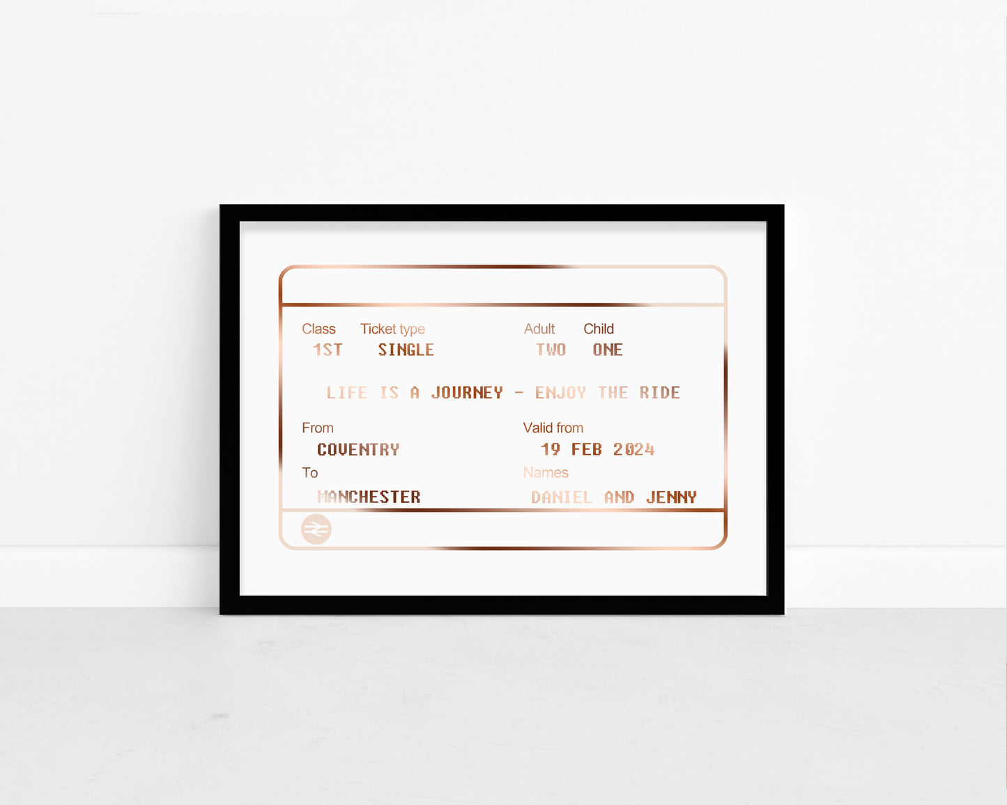 Personalised Foil Metallic Train Ticket Print