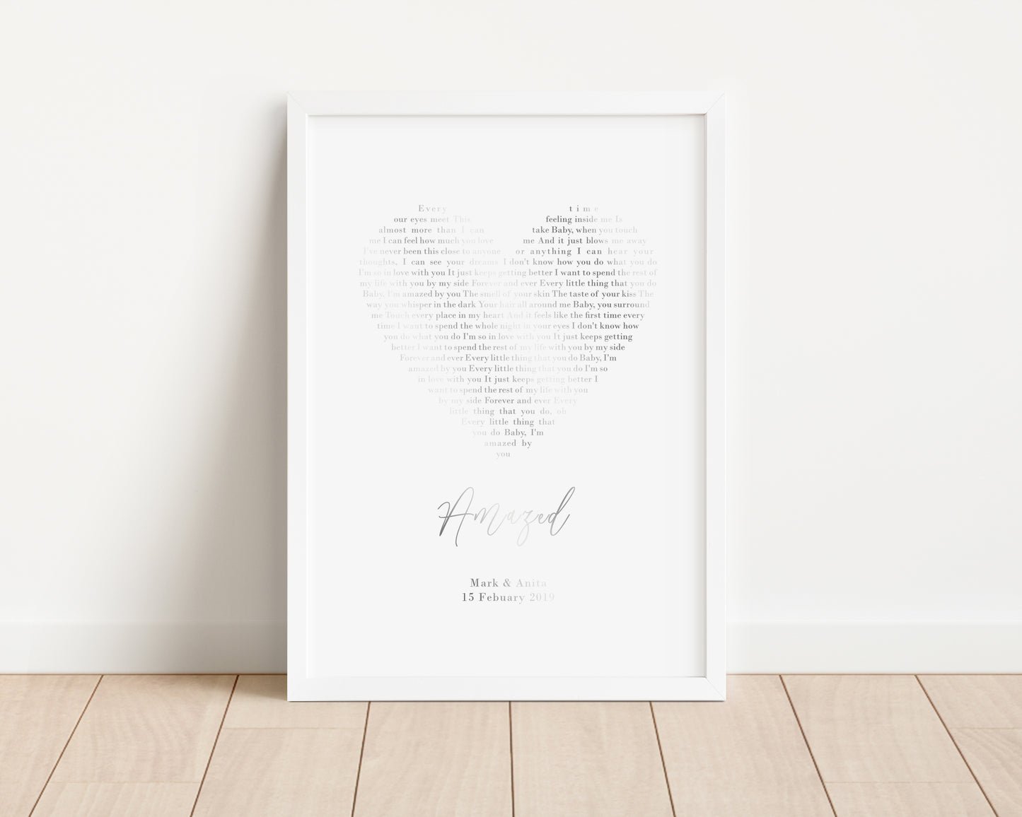 Personalised Foil Metallic Song Lyric Print