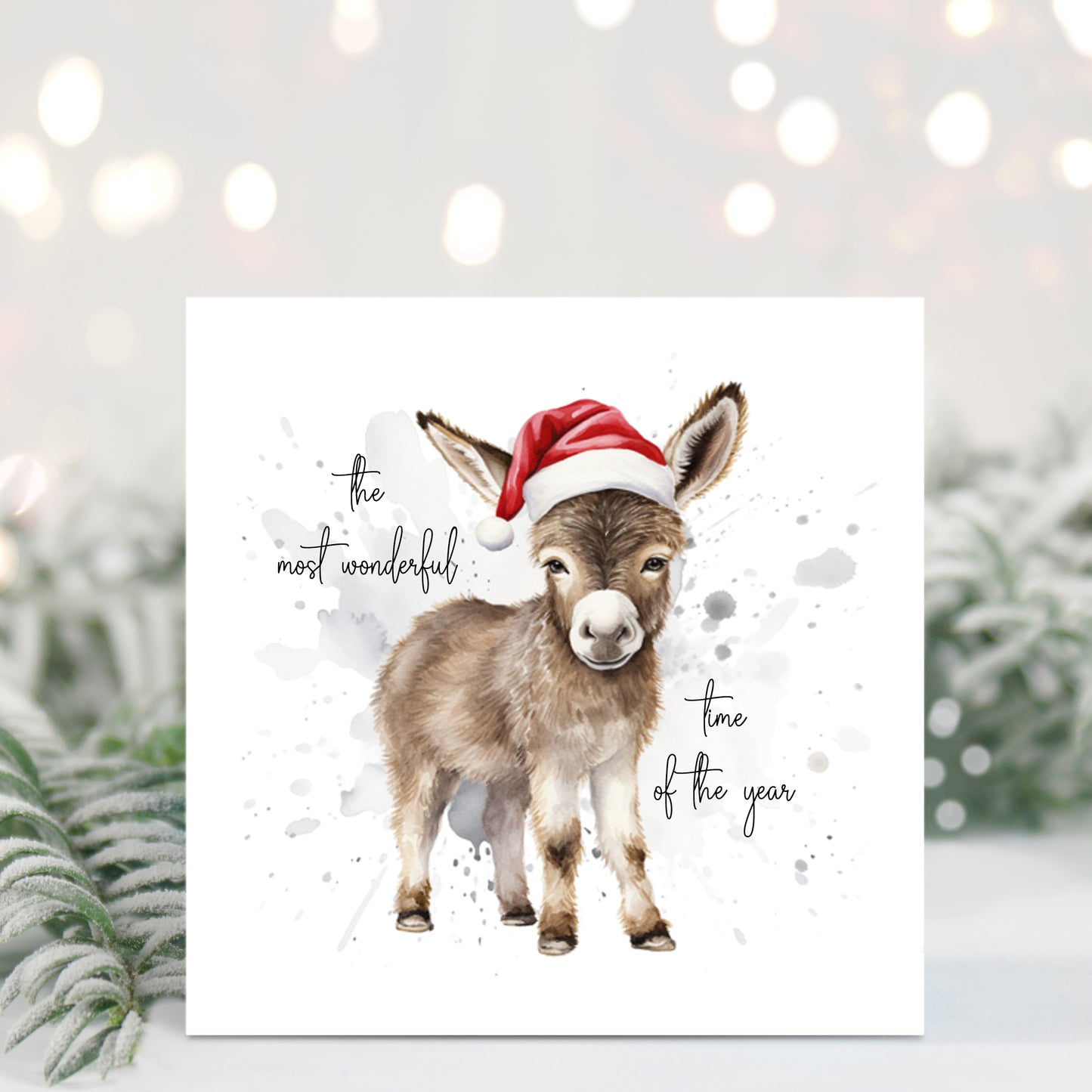 Multi Pack of Watercolour Animals In Santa Hats Christmas Cards