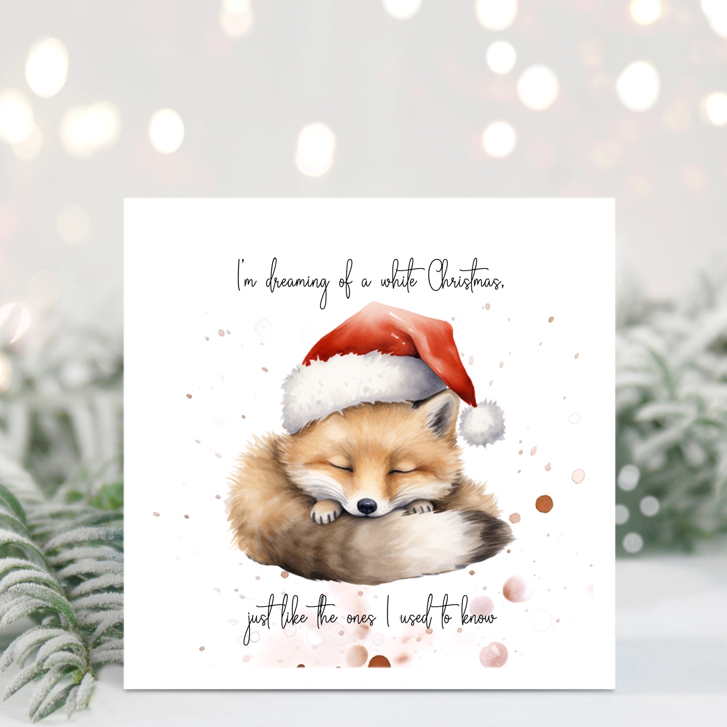 Multi Pack of Watercolour Animals In Santa Hats Christmas Cards