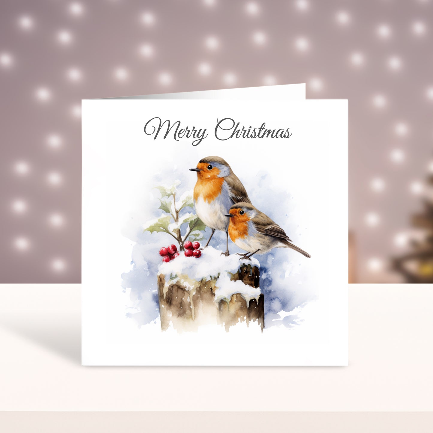 Multi Pack of Watercolour Robin in the Snow Christmas Cards