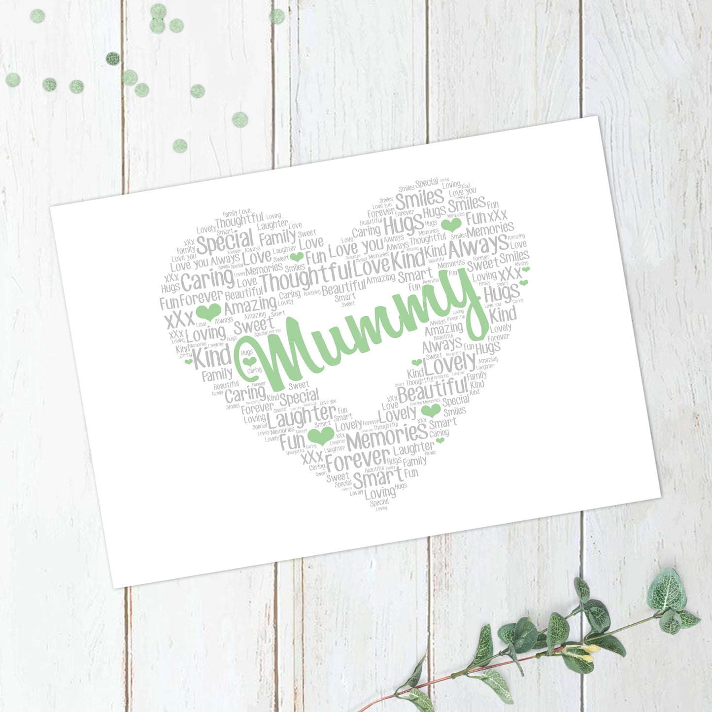 Personalised Mum Heart Word Art Print