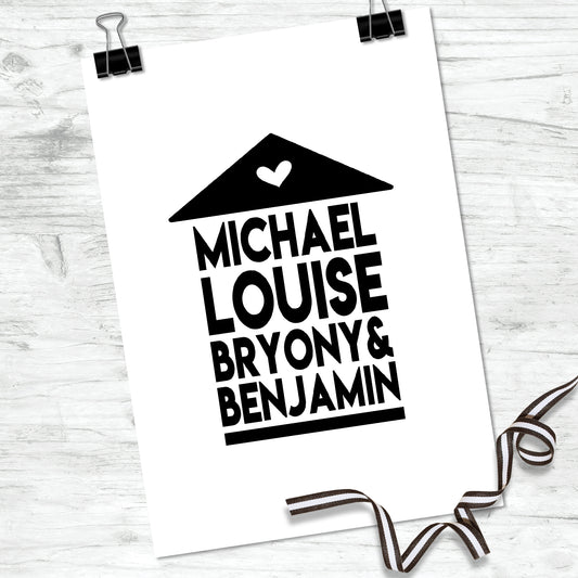 Personalised Family Names Home Print