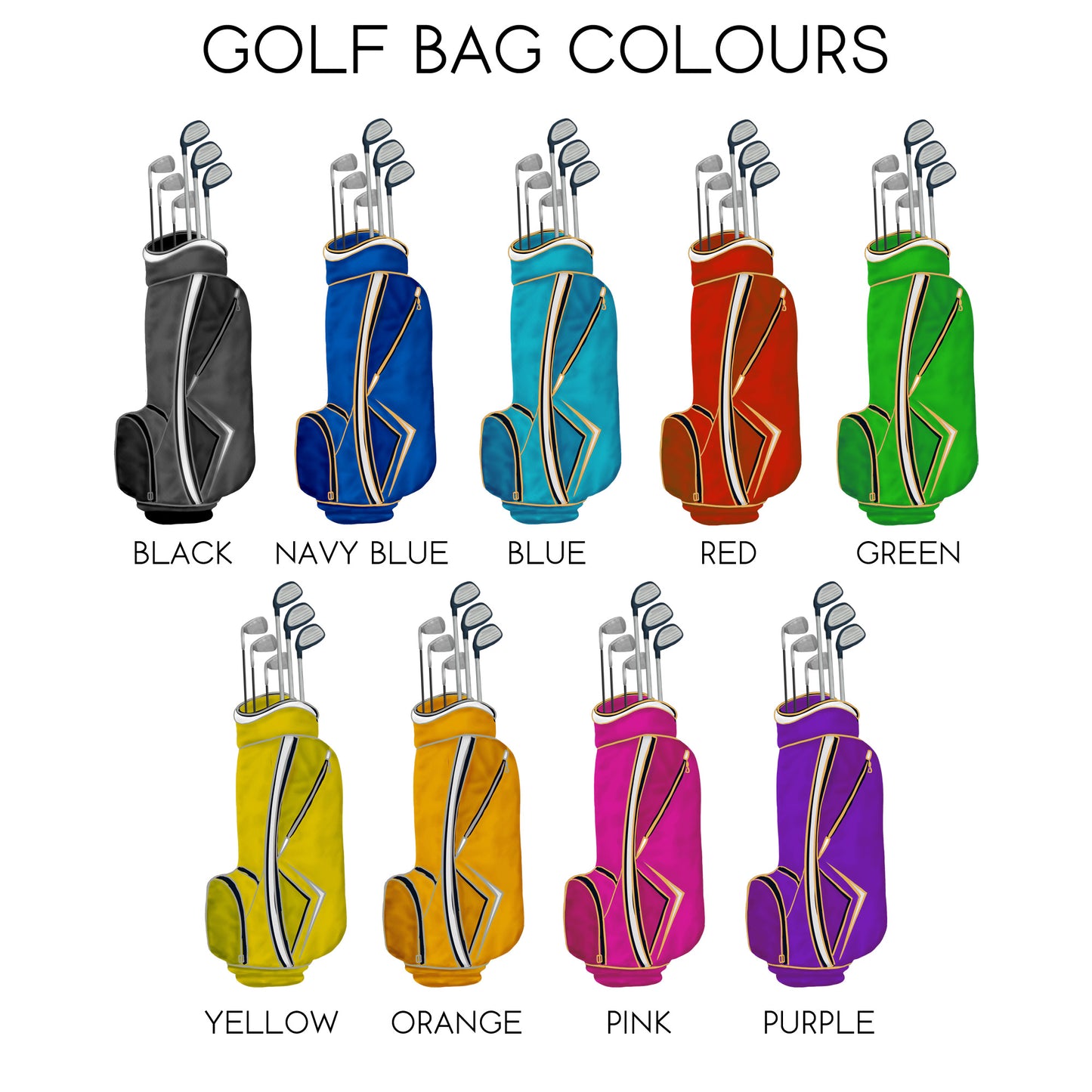 Personalised Family Golf Clubs Print