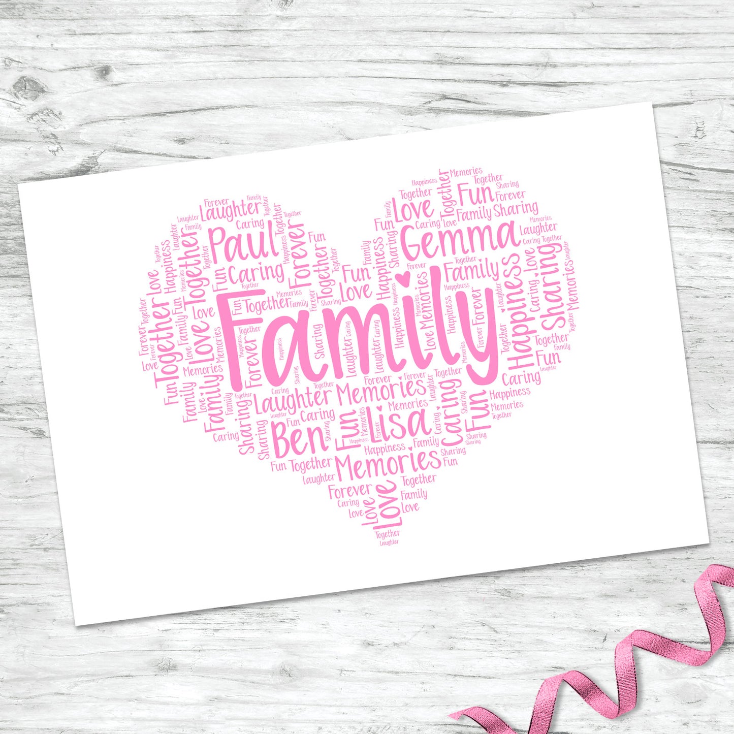 Personalised Family Heart Word Art Print