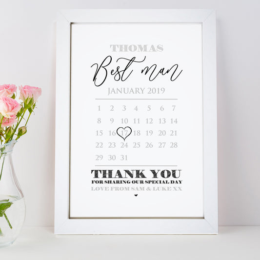 Personalised Best Man Calendar Print