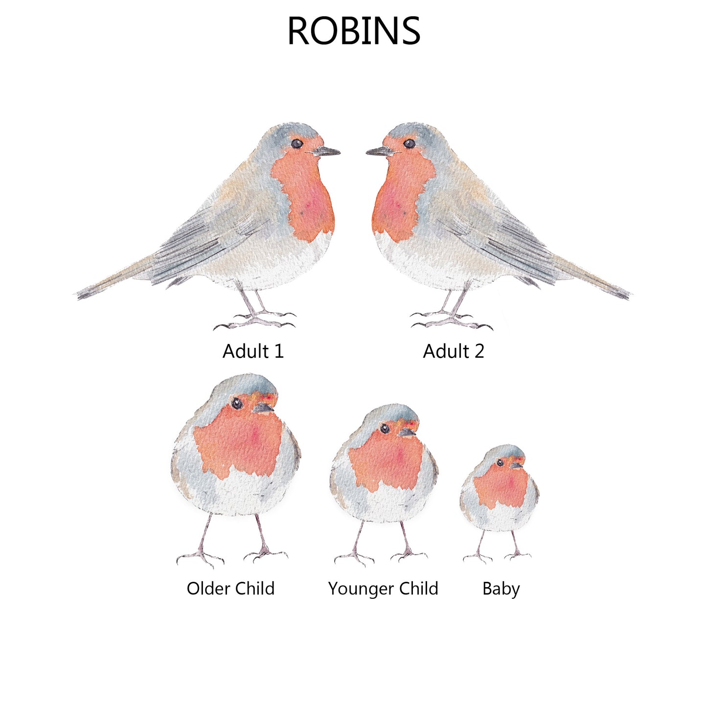 Personalised Robin Family Print