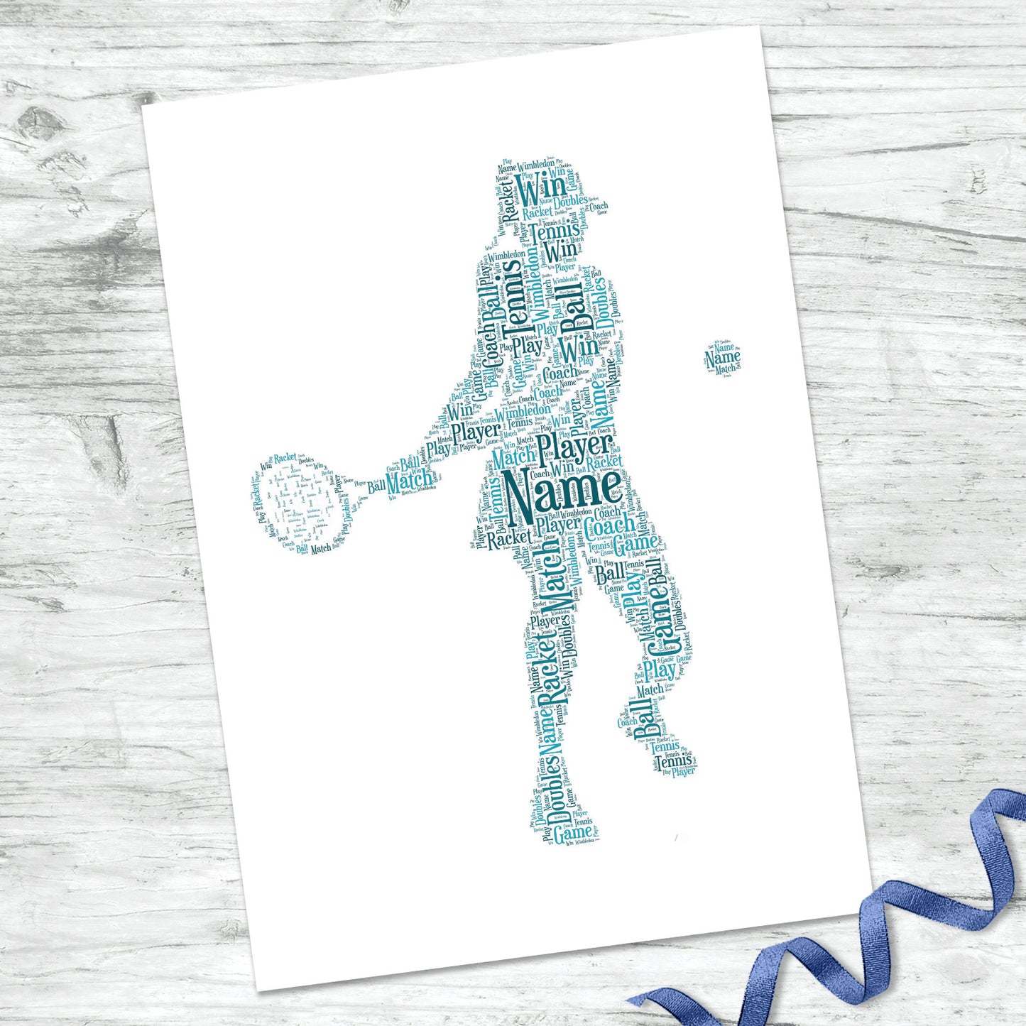 Personalised Female Tennis Player Word Art Print
