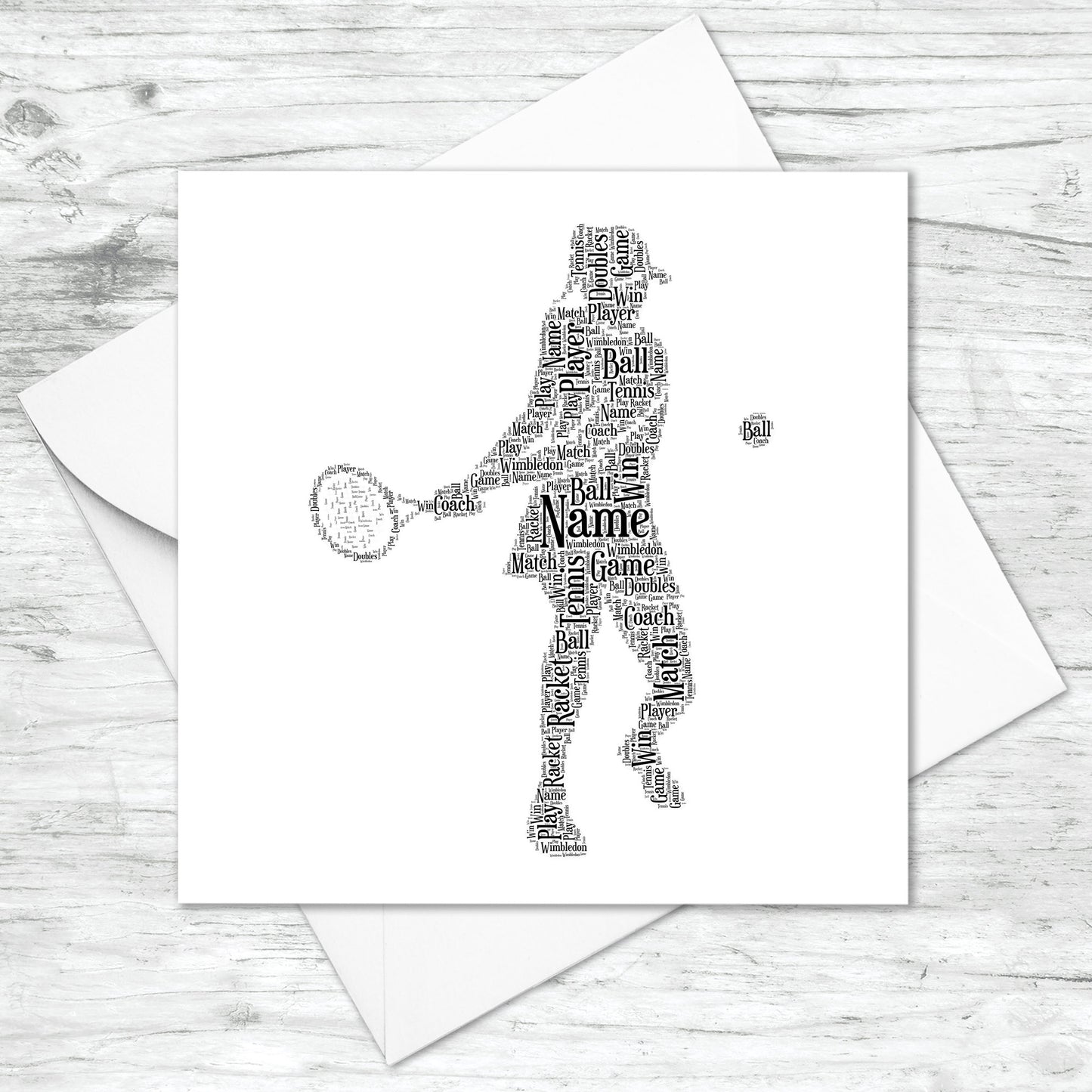 Personalised Female Tennis Player Word Art Card