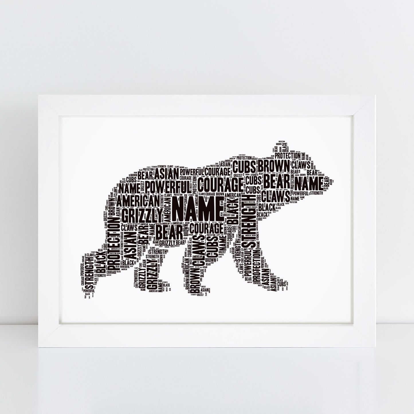 Personalised Bear Word Art Print