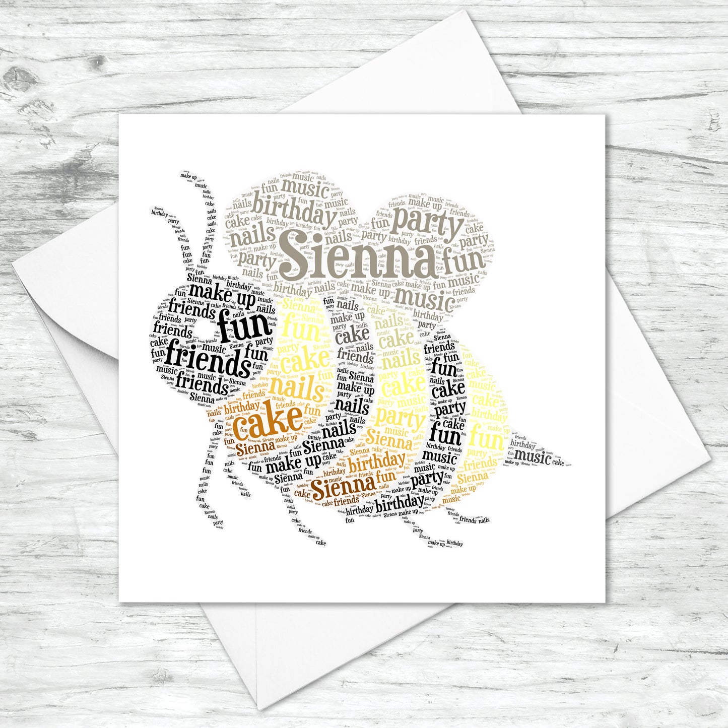 Personalised Bumble Bee Word Art Card