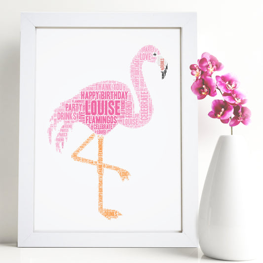 Personalised Flamingo Word Art Print