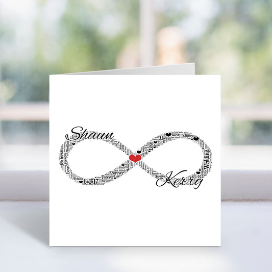 Personalised Infinity Symbol Word Art Card