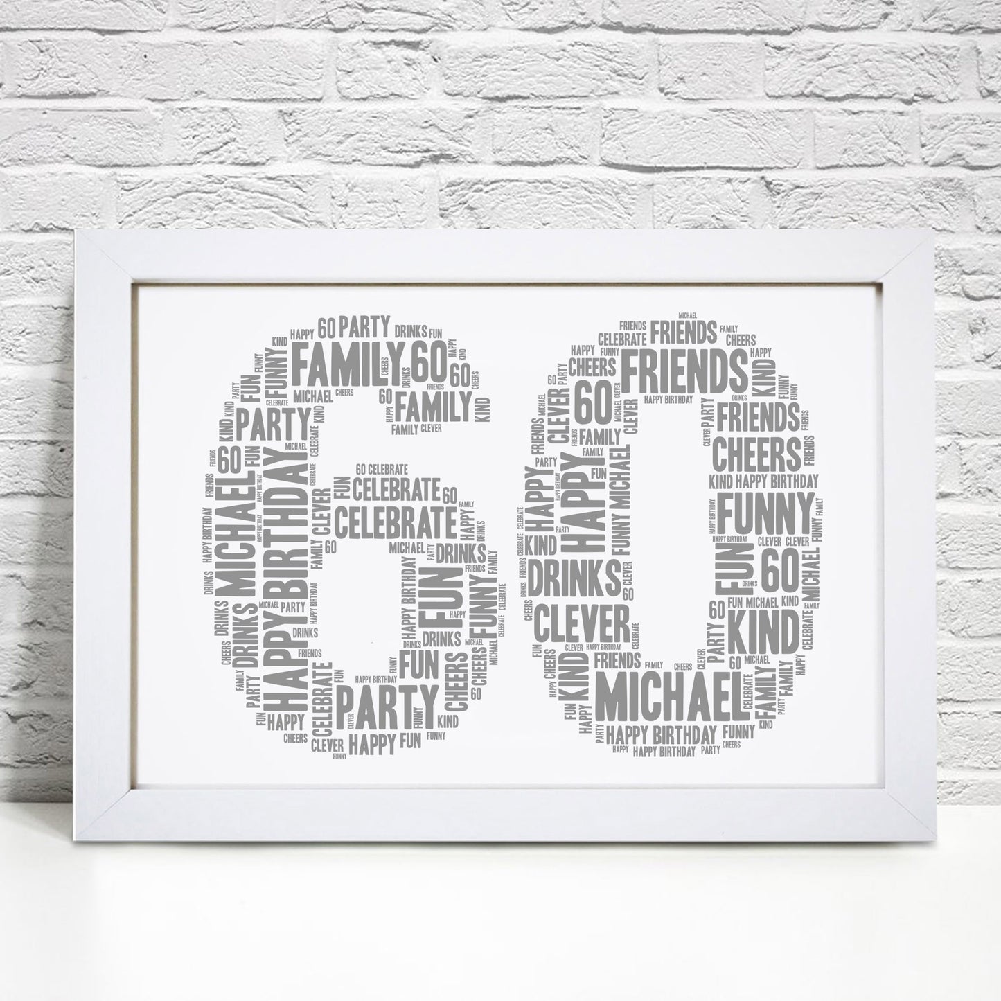 Personalised 60th Birthday Word Art Print