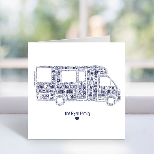 Personalised Motorhome Word Art Card