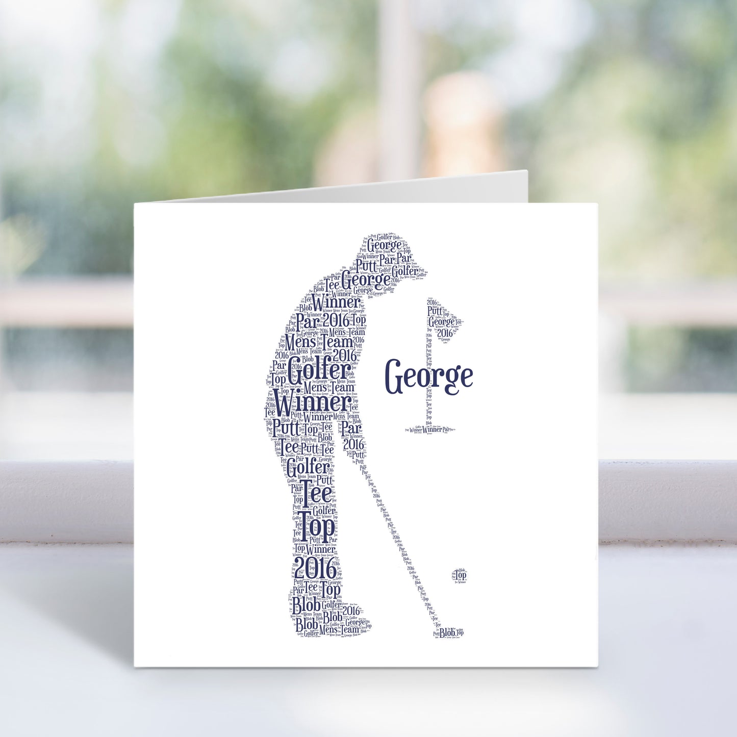 Personalised Golfer Golf Birthday Word Art Card