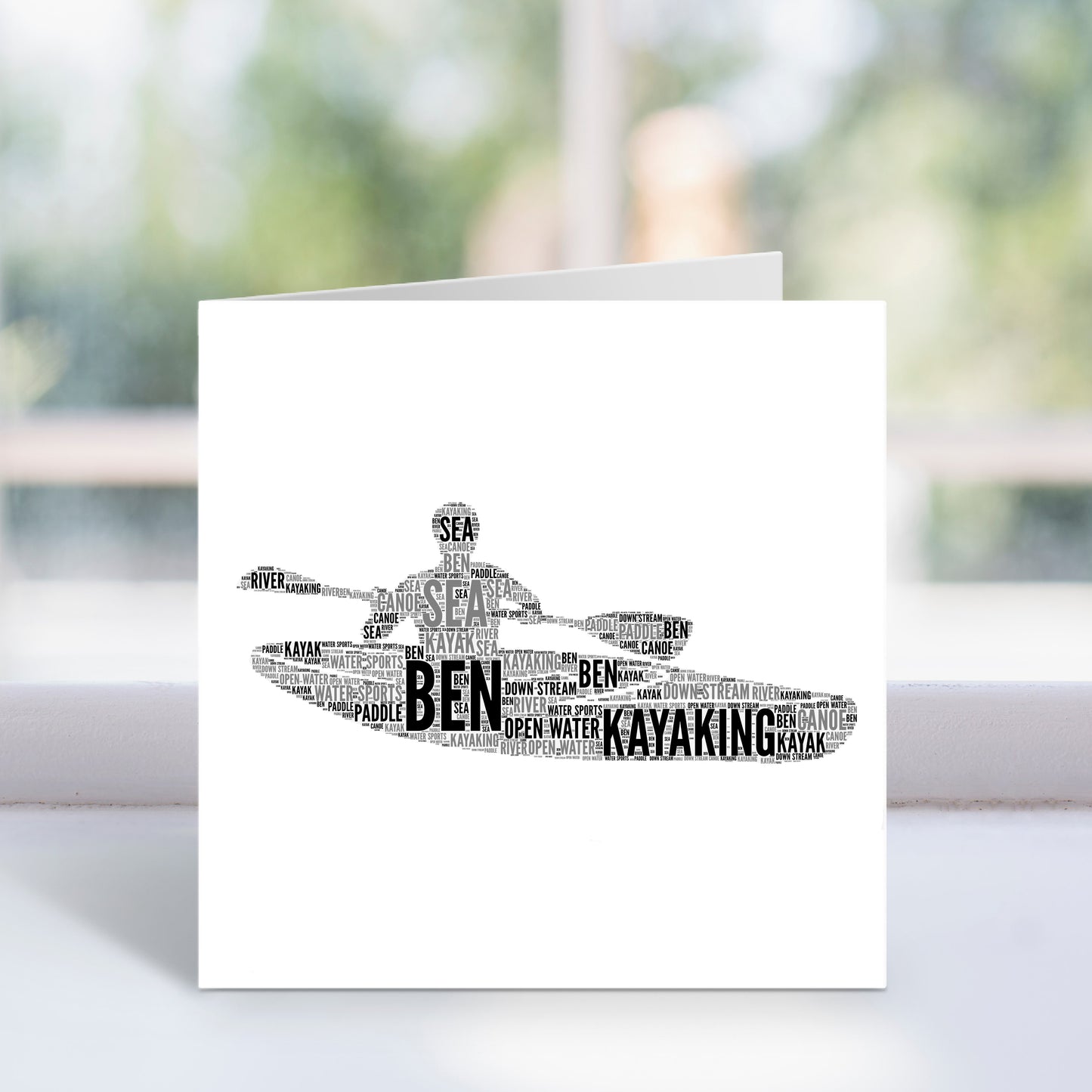 Personalised Kayak Word Art Card