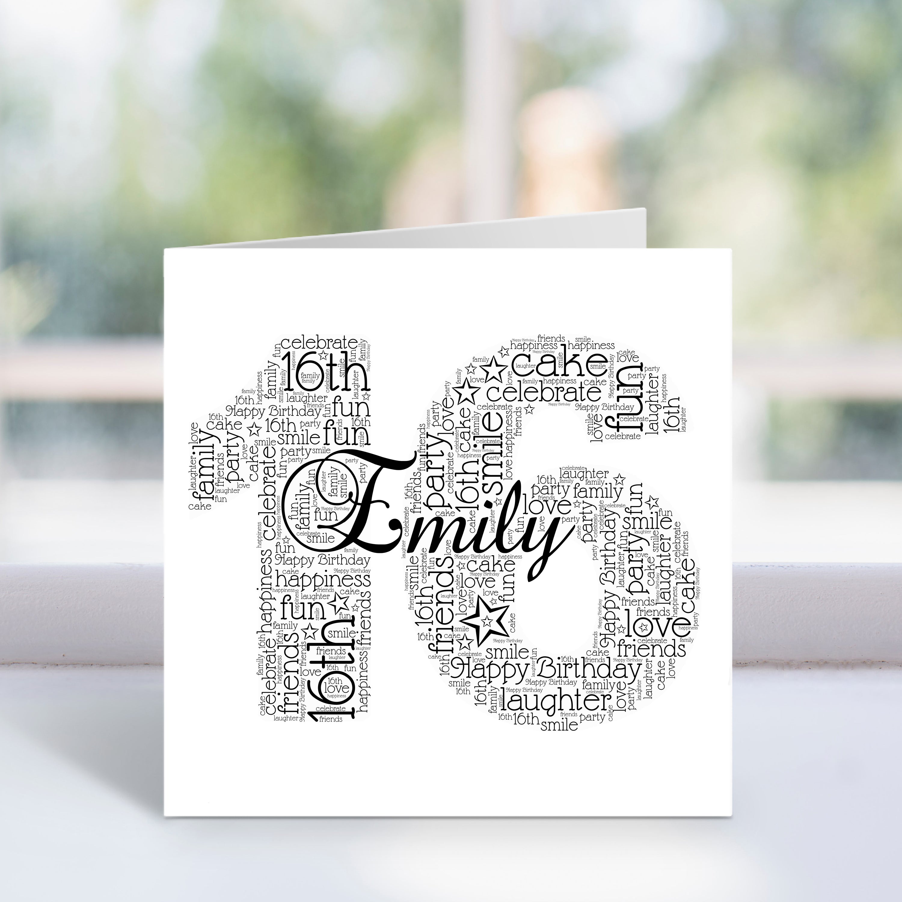 16 Name Personalised 16th Name Number Word Art Card – Violet Grace