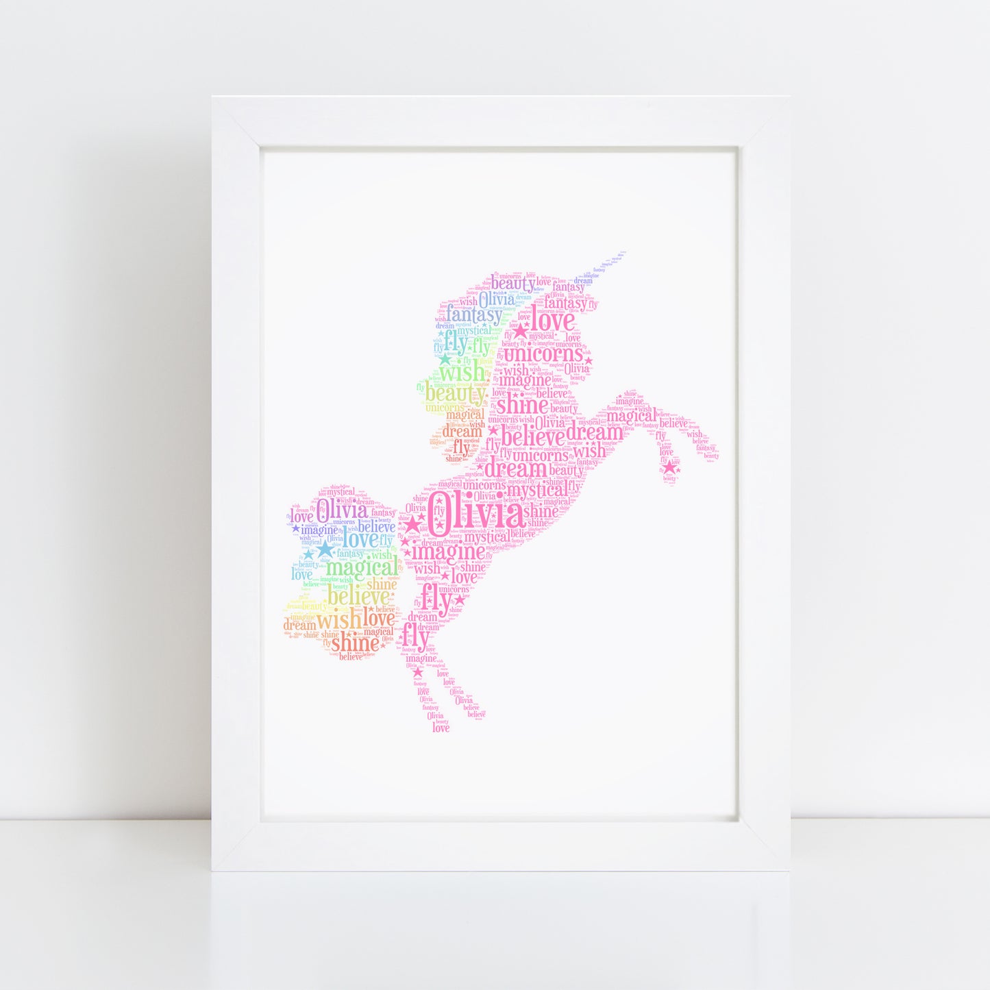 Personalised Unicorn Word Art Print